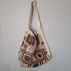 Handmade Tapestry Crochet Purse Shoulder Bag Boho Eclectic Grandma